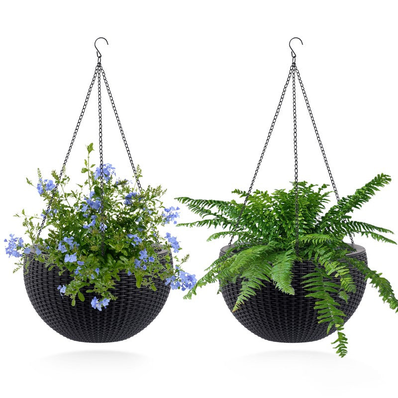 2-Pack 13.4-Inch Self-Watering Hanging Planters - image 5