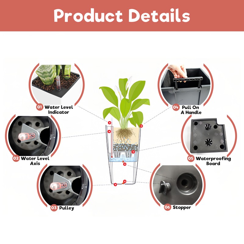 30-Inch Self-Watering Tall Planter - White - image 6