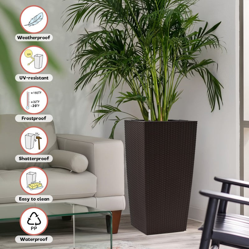 30-Inch Self-Watering Tall Planter - Brown - image 8