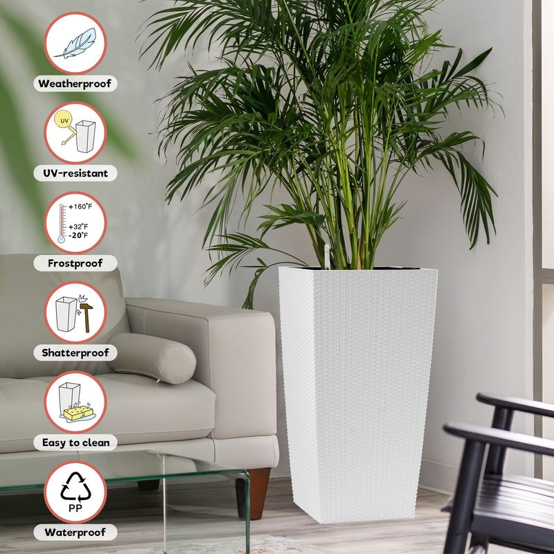 30-Inch Self-Watering Tall Planter - White - image 8