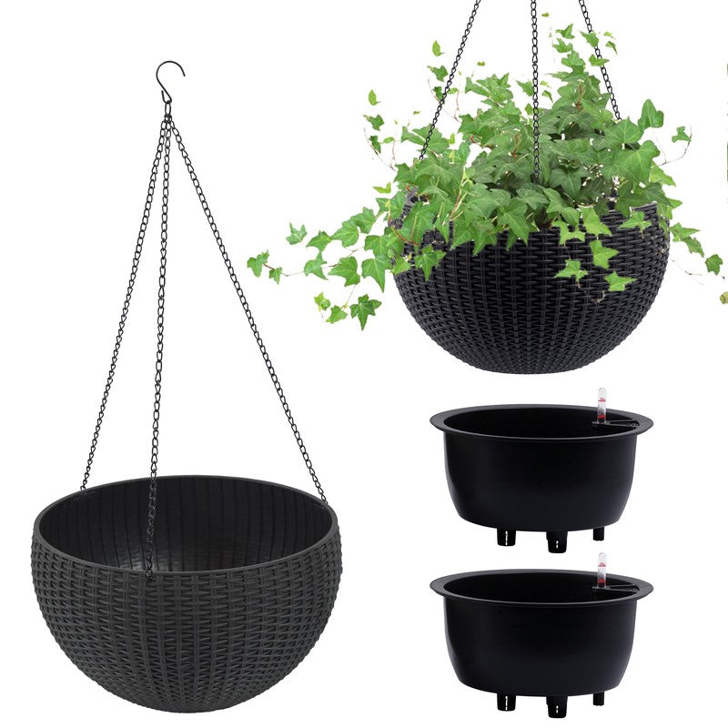 2-Pack 13.4-Inch Self-Watering Hanging Planters - image 10
