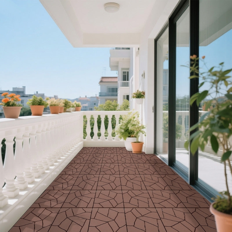 44 Pcs Premium Interlocking Stone Style Tiles (11.8" x 11.8" x 0.8") - Brown