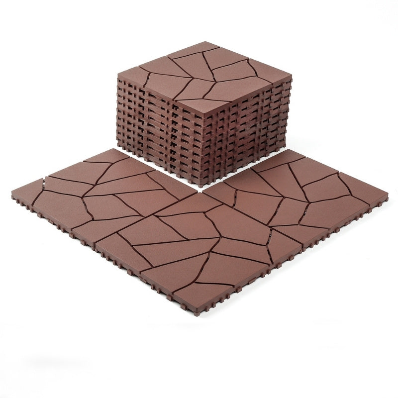 44 Pcs Premium Interlocking Stone Style Tiles (11.8" x 11.8" x 0.8") - Brown