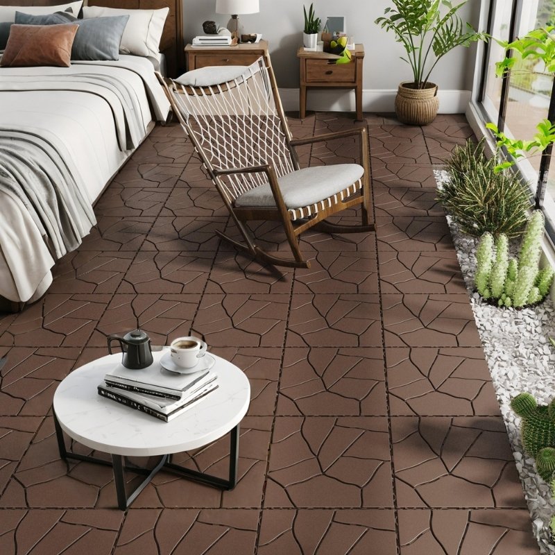 44 Pcs Premium Interlocking Stone Style Tiles (11.8" x 11.8" x 0.8") - Brown