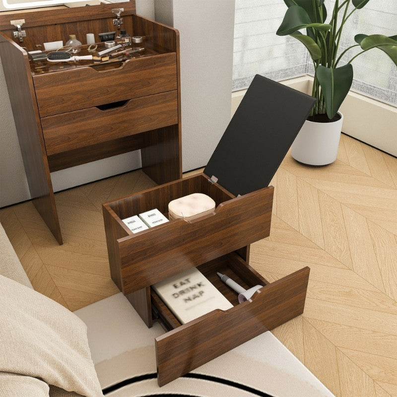 3-in-1 Vanity Desk with Lighted Mirror & Stool